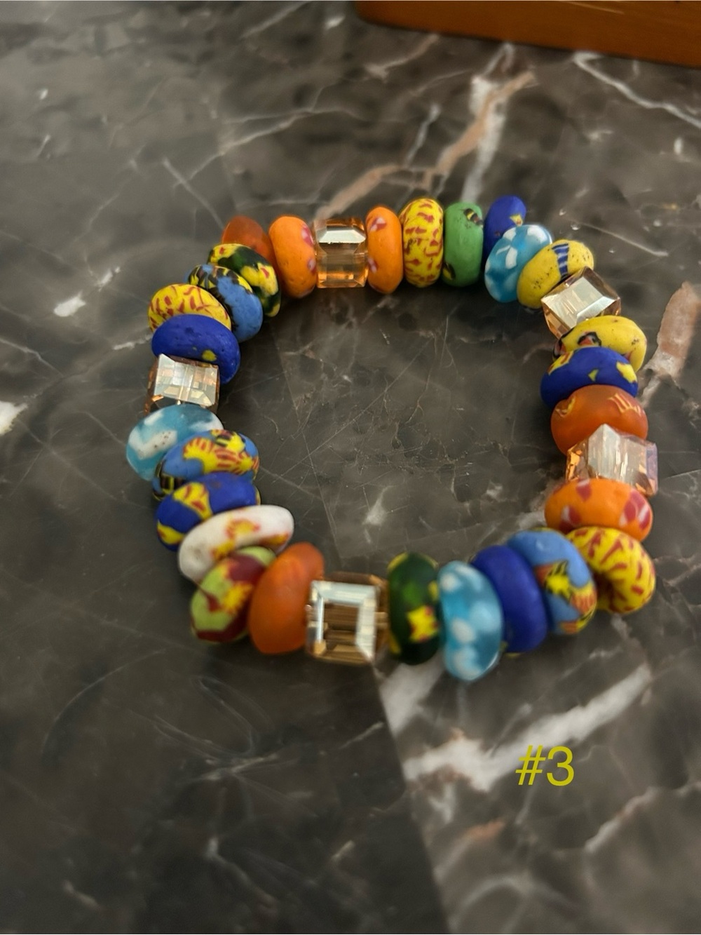 Handmade Multicolor Clay Beaded Stretch Bracelets From Ghana (Pick one) - Picture 3 of 7